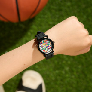 Reloj De Pulsera Trenes y árboles lindos patrón azul