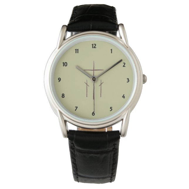 Reloj De Pulsera Tres cruces calvarias cristianas (Anverso)