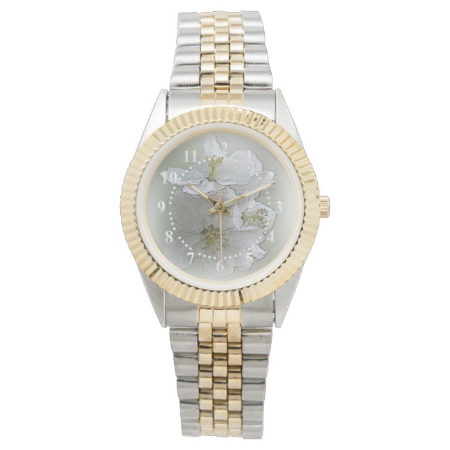 Reloj De Pulsera tres flores blancas (Anverso)