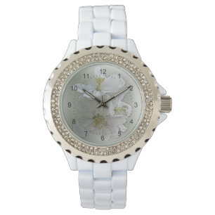 Reloj De Pulsera tres flores blancas