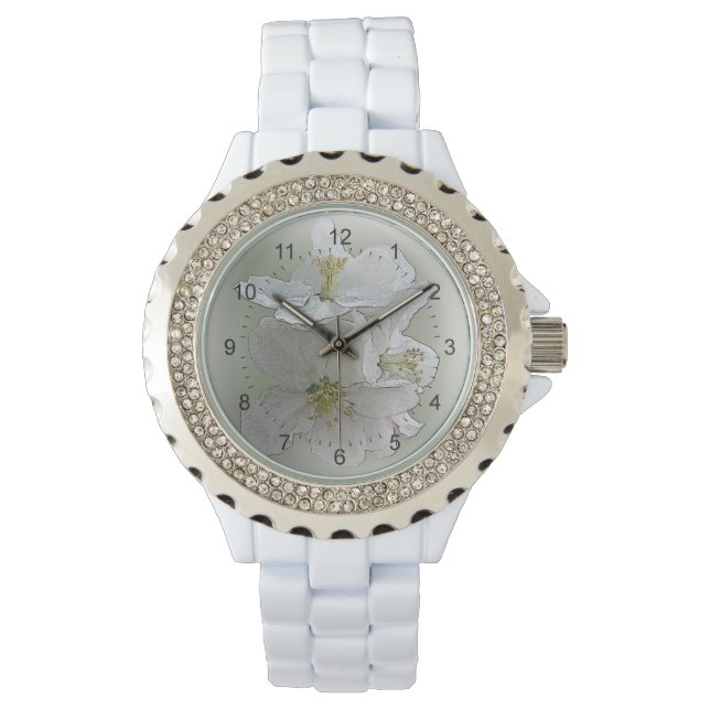 Reloj De Pulsera tres flores blancas (Anverso)