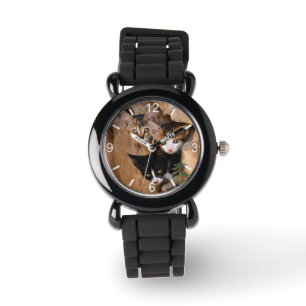 Reloj De Pulsera Tres gatitos curiosos lindos del gato divertidos -