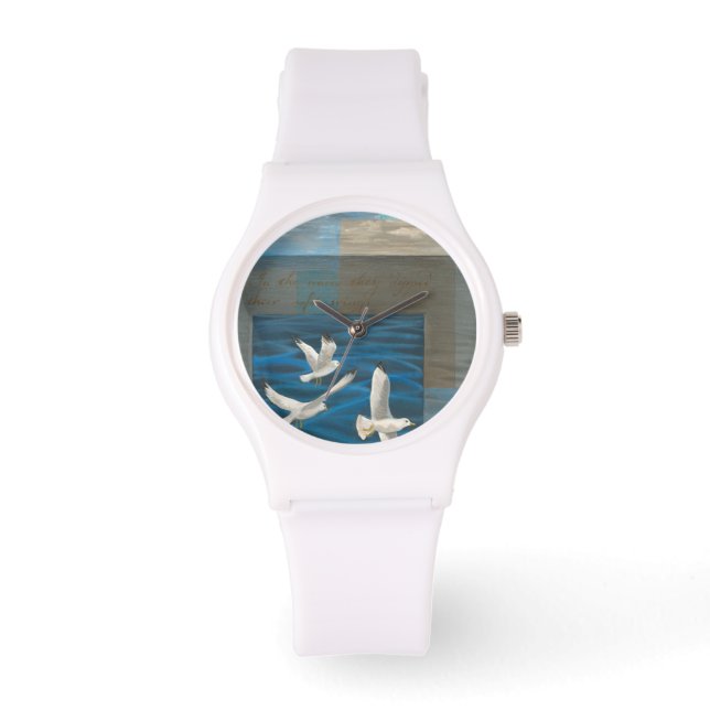 Reloj De Pulsera Tres gaviotas blancas volando sobre el agua (Anverso)