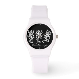 Reloj De Pulsera Tres Lizarras Blancas Thunder_Cove Estilo Suroeste
