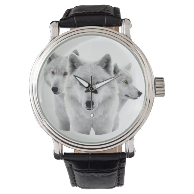 Reloj De Pulsera Tres lobos blancos (Anverso)