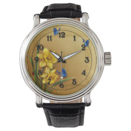 Reloj De Pulsera Tres mariposas y daffodias