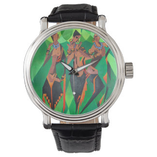 Reloj De Pulsera Tres mujeres negras tradicionales étnicas bailando