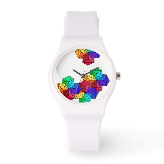 Reloj De Pulsera Triángulos de cubo aleatorio de arco iris brillant (Anverso)