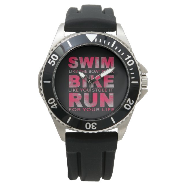 Reloj De Pulsera Triatlón - Bañarse, Bicicleta, Correr, Triatleta d (Anverso)
