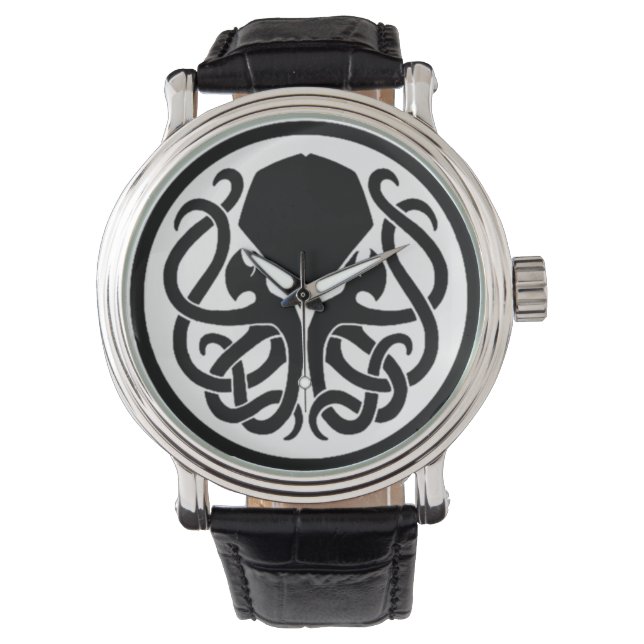 Reloj De Pulsera Tribal Cthulhu Black Vintage Leather (Anverso)