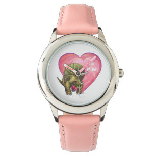Reloj De Pulsera Triceratops Red Rose Heart