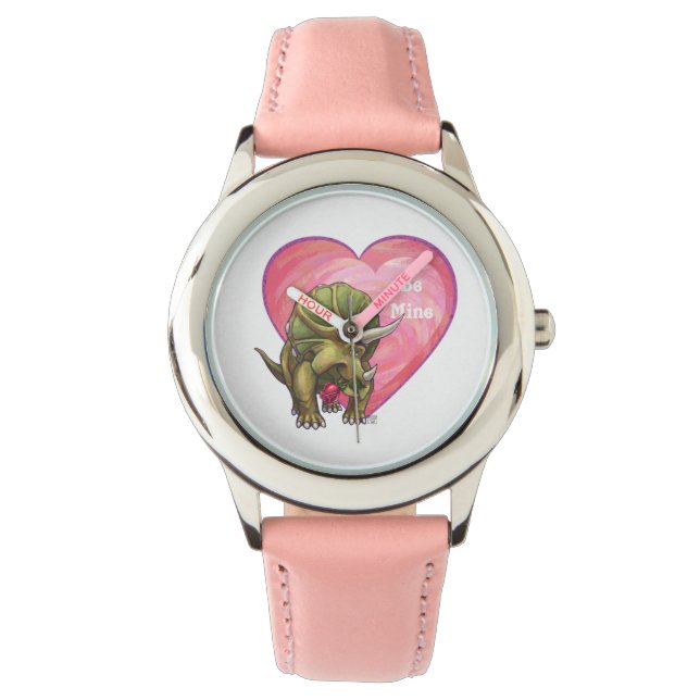 Reloj De Pulsera Triceratops Red Rose Heart (Anverso)