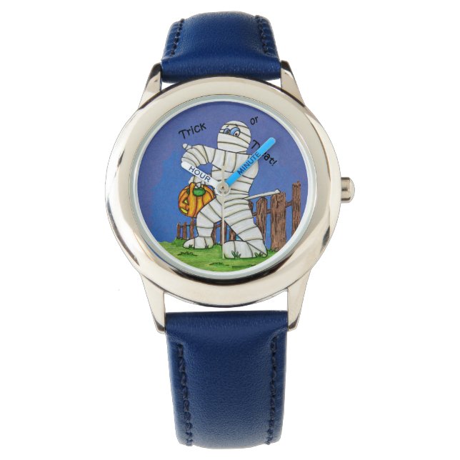 Reloj De Pulsera Trick or Trete Cute Mummy atrapado en la cerca (Anverso)