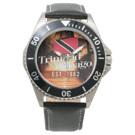 Reloj De Pulsera "Trinidad & Tobago Est. 1962" Sunset With Flag