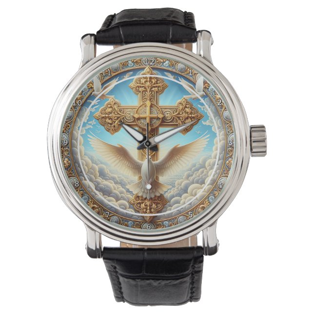 Reloj De Pulsera Trinity Dove Cross Golden Wall (Anverso)