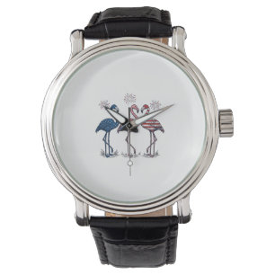 Reloj De Pulsera Trío de Flamencos Patrióticos Diseño de Grabado Vi