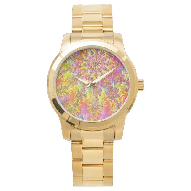 Reloj De Pulsera Trippy Groovy Funky Psicodélico Estallido Fractal (Anverso)