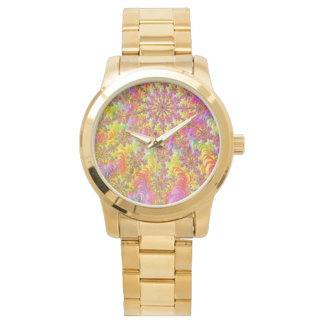 Reloj De Pulsera Trippy Groovy Funky Psicodélico Fractal Burst (Anverso)