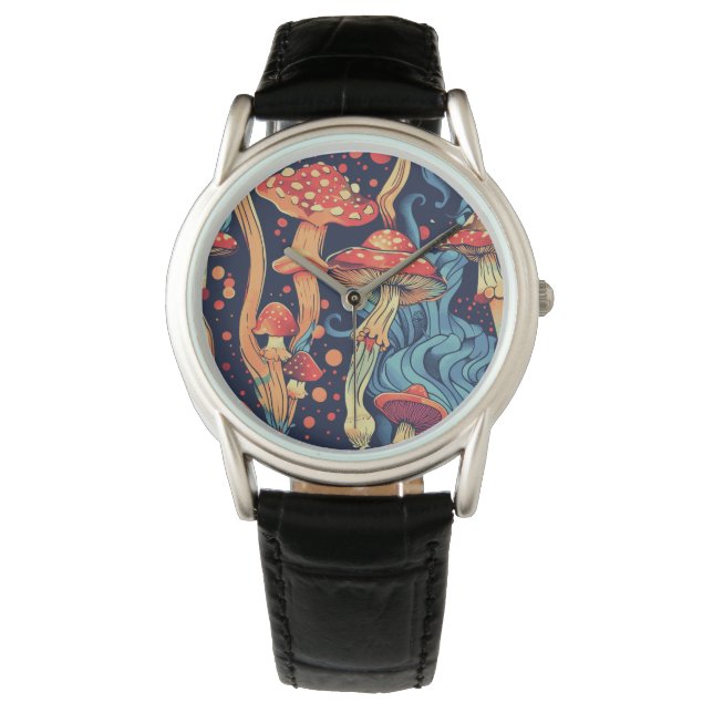 Reloj De Pulsera Trippy Retro Mushroom Watch (Anverso)