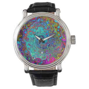 Reloj De Pulsera Trippy Sky Blue Abstract Retro Liquid Swirl