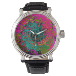 Reloj De Pulsera Trippy Turquoise Resumen Retro Liquid Swirl