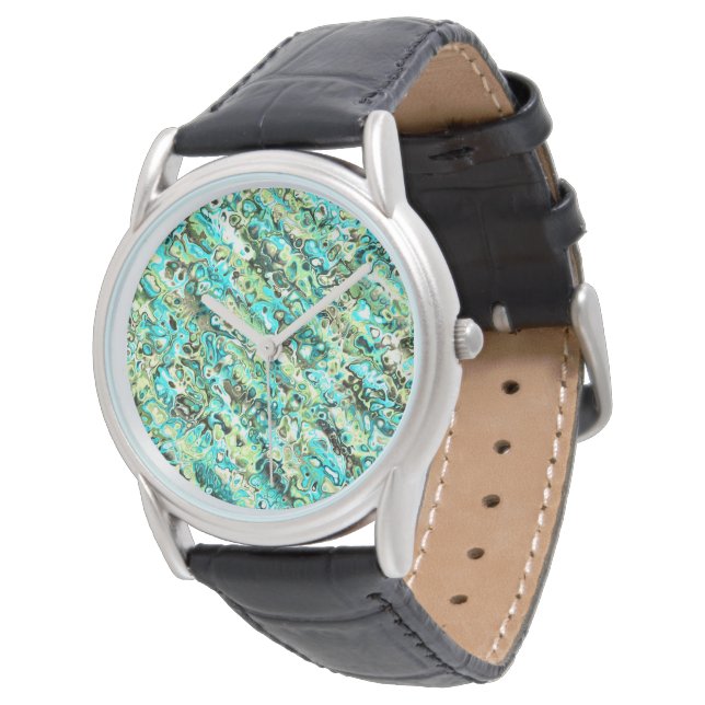 Reloj De Pulsera Trippy Vibrant Groovy Boho Hippie Fractal Marble (Angular)