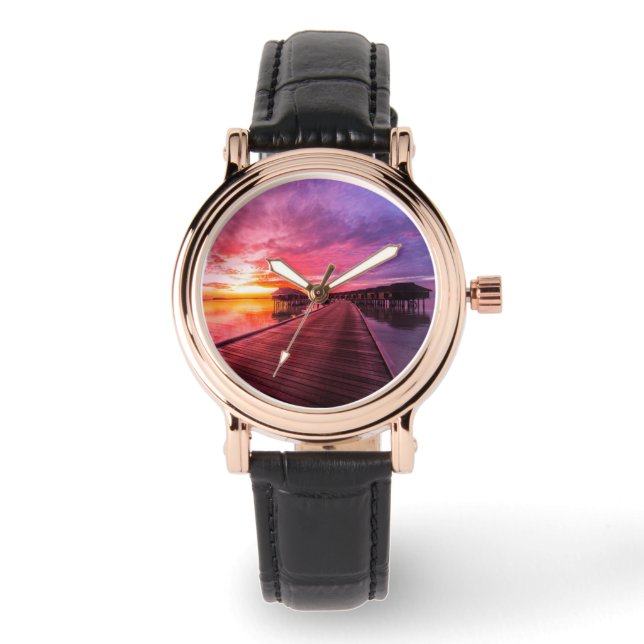 Reloj De Pulsera Tropical Beaches |  Maldives Sunset (Anverso)