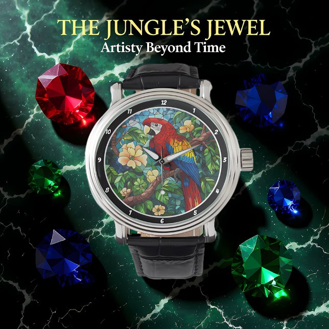 Reloj De Pulsera Tropical Canopy Time" - Stained Glass Parrot  (Subido por el creador)