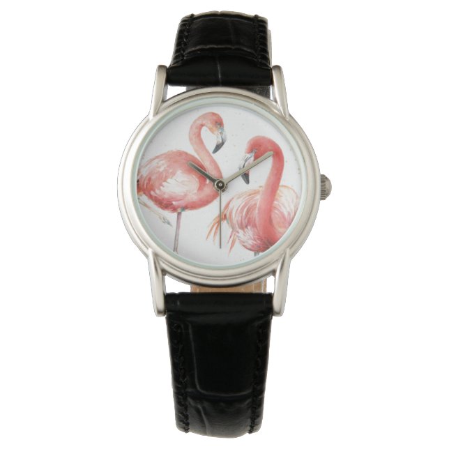 Reloj De Pulsera Tropical | Familia de flamencos (Anverso)