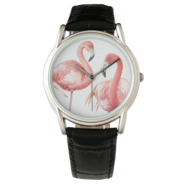 Reloj De Pulsera Tropical | Familia de flamencos (Anverso)