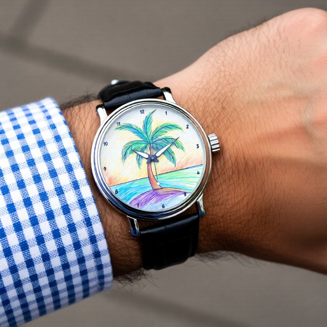 Reloj De Pulsera Tropical Palm Tree Beach View  (Subido por el creador)