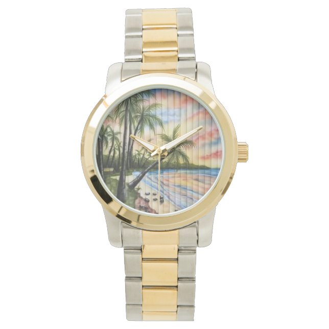 RELOJ DE PULSERA TROPICAL PALM TREES BEACH BLINDS (Anverso)