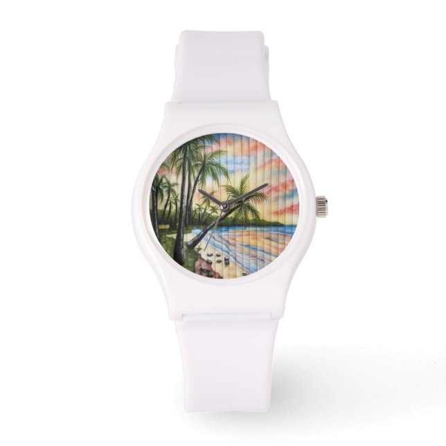 RELOJ DE PULSERA TROPICAL PALM TREES BEACH BLINDS (Anverso)