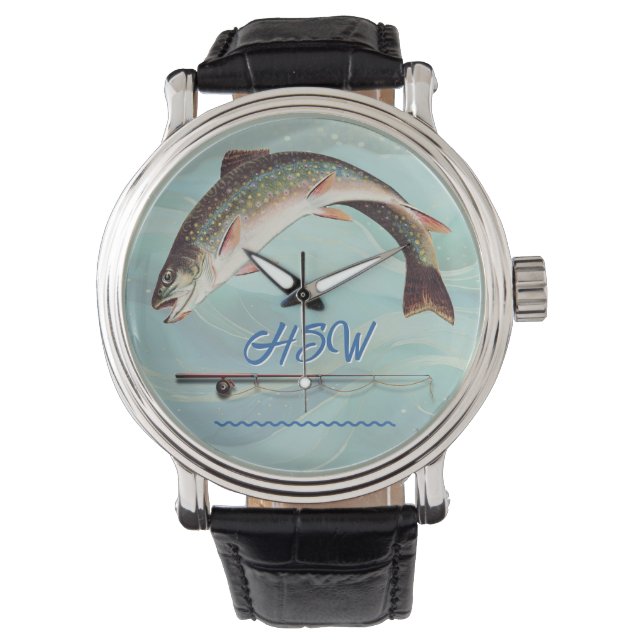 Reloj De Pulsera Trucha de arroyo con monograma (Anverso)