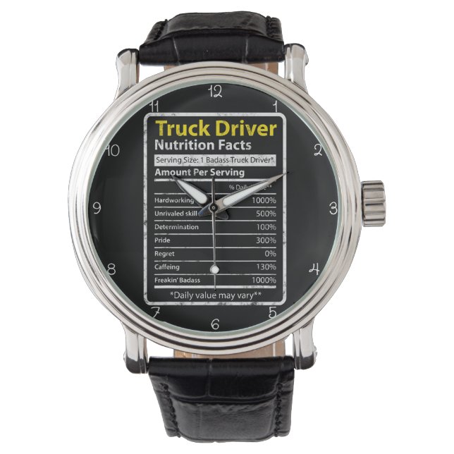 Reloj De Pulsera Truck Driver: Nutrition Facts Daily (Anverso)