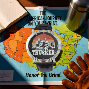 Reloj De Pulsera Trucker: Sunset Road, Borde Teal