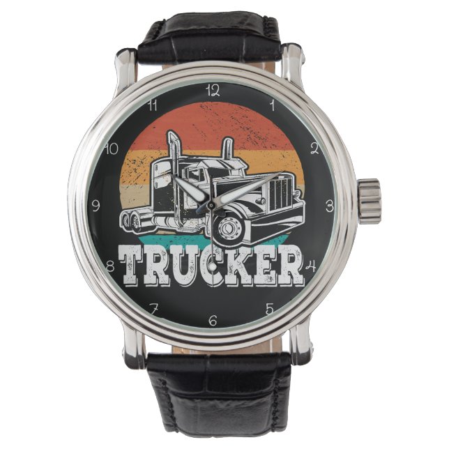 Reloj De Pulsera Trucker: Sunset Road, Teal Rim (Anverso)
