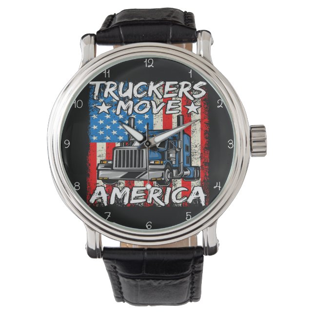 Reloj De Pulsera Truckers Move America: Distressed Flag Style (Anverso)