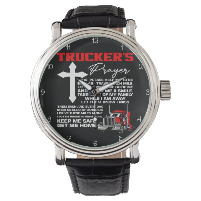 Reloj De Pulsera Trucker's Prayer: Cross, Safe Home (Anverso)