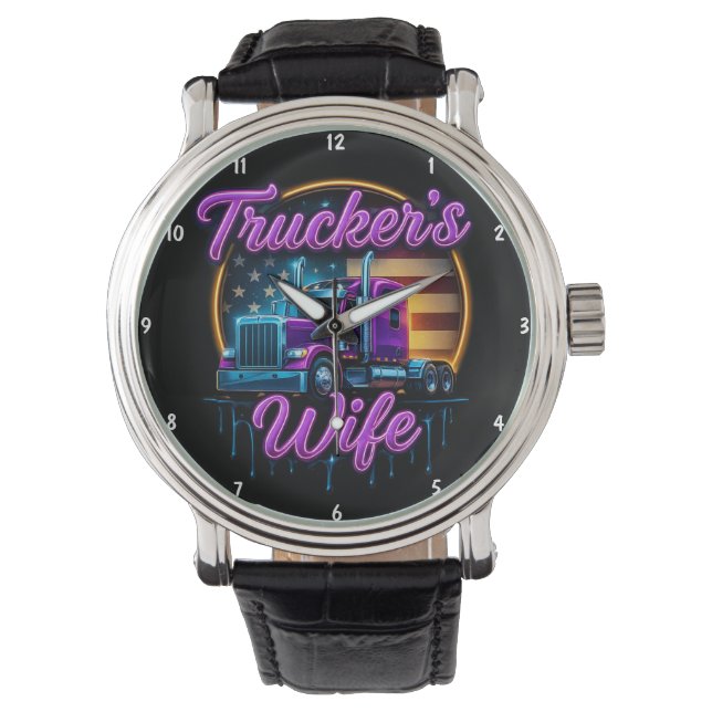 Reloj De Pulsera Trucker's Wife: Neon Flag, Gold Rim (Anverso)