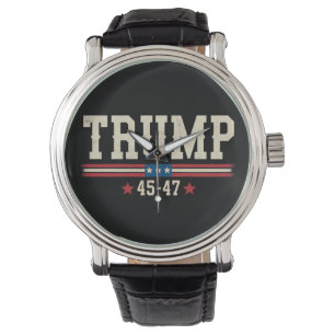 Reloj De Pulsera Trump 45 47 Bandera Estadounidense USA Retro Vinta