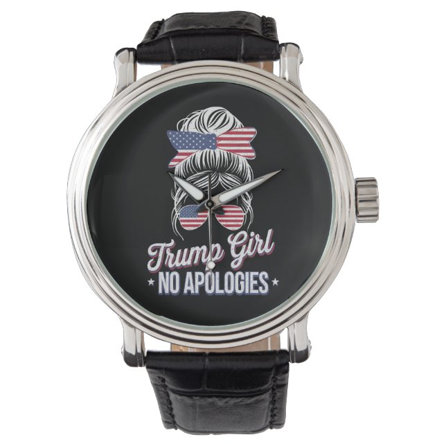 Reloj De Pulsera Trump Chica sin disculpas desordenado Bun Retro Vi (Anverso)