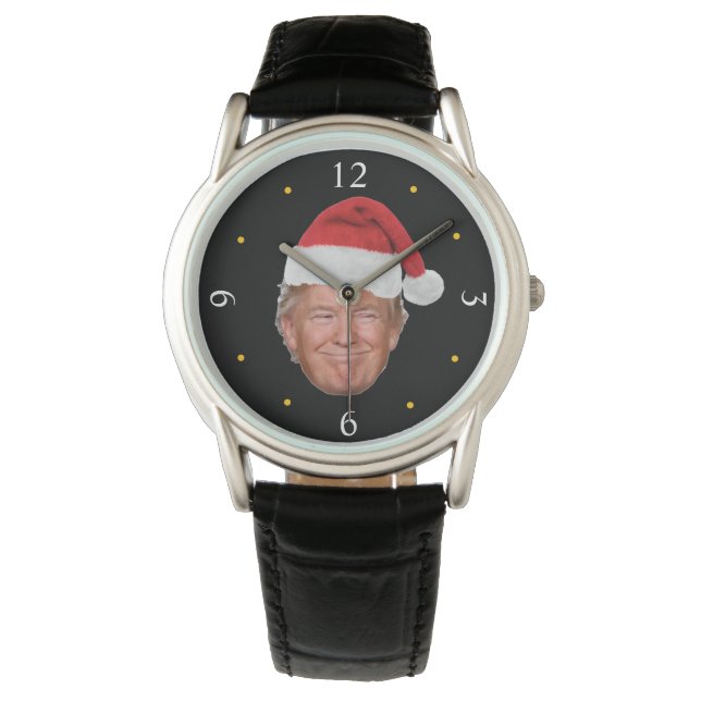 Reloj De Pulsera Trump Santa Hat: Diseño de Navidades patrióticos (Anverso)
