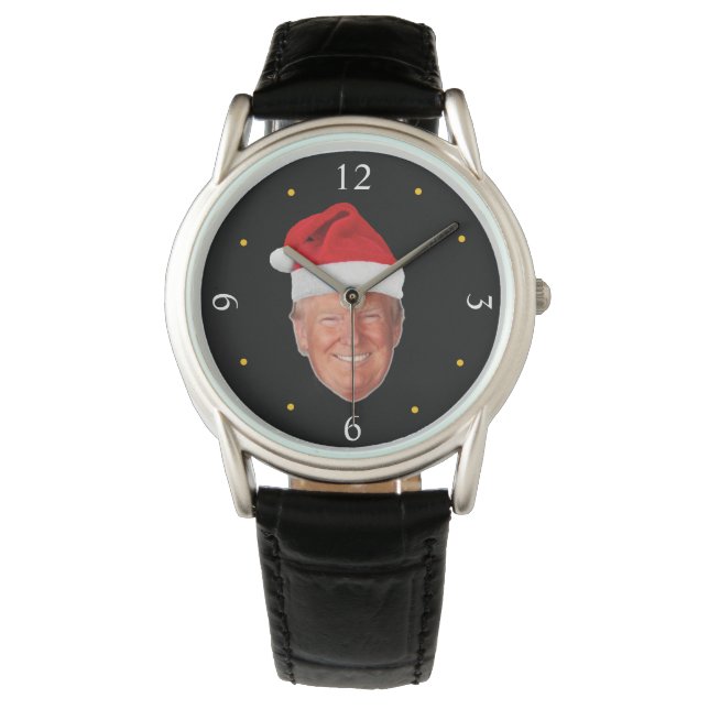 Reloj De Pulsera Trump Santa Hat: Diseño de Navidades patrióticos (Anverso)