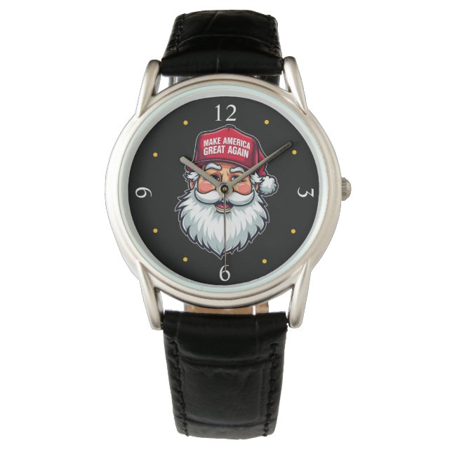 Reloj De Pulsera Trump Santa Hat: Navidades de MAGA Presidente (Anverso)