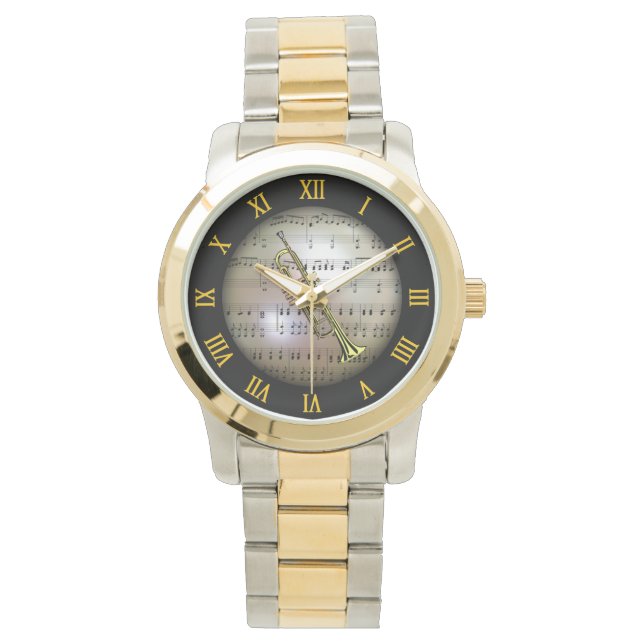 Reloj De Pulsera Trumpet ~ Fondo "El planeta musical" * ~ (Anverso)