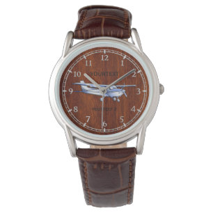 Reloj De Pulsera Tu avión de texto clásico Cessna Flying Mahogany