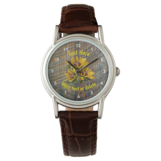 Reloj De Pulsera Tu flor de margarita de texto personalizada (Anverso)