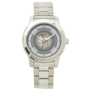 Reloj De Pulsera Tuba ~ Desplazamiento musical ~ Altavoz plateado ~