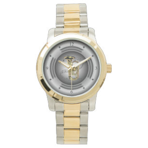 Reloj De Pulsera Tuba ~ Musical Scroll ~ Silver Speaker ~